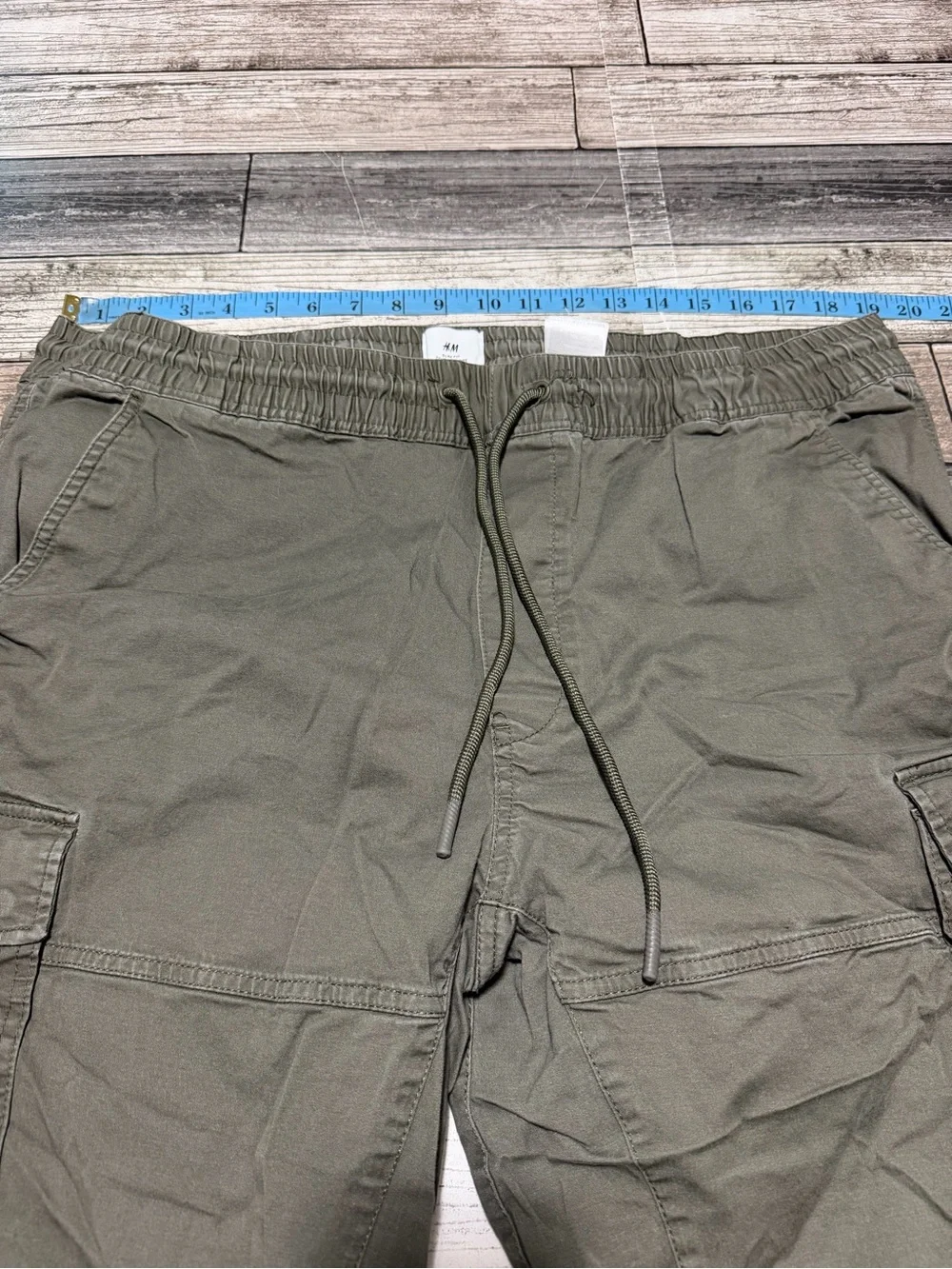 H&M Slim Fit Cargo Joggers Men’s XXL Green Tapered Drawstring (Inseam 28)